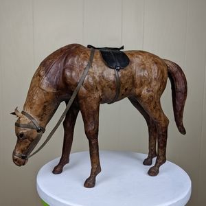 Vintage Leather Wrapped Horse Statue